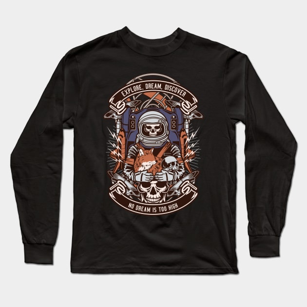Skull astronaut Long Sleeve T-Shirt by silent_warrior